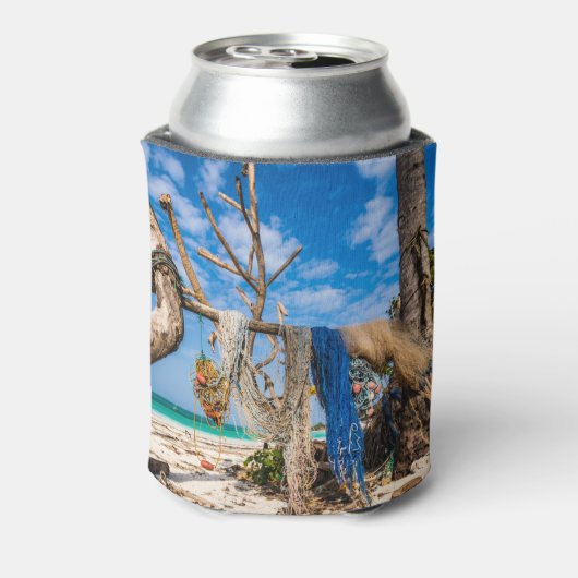 Trocknen der Netze am Strand Dosenkühler (Kanne Rückseite)