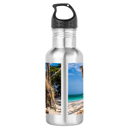 Trocknen der Netze am Strand Edelstahlflasche (Rückseite)