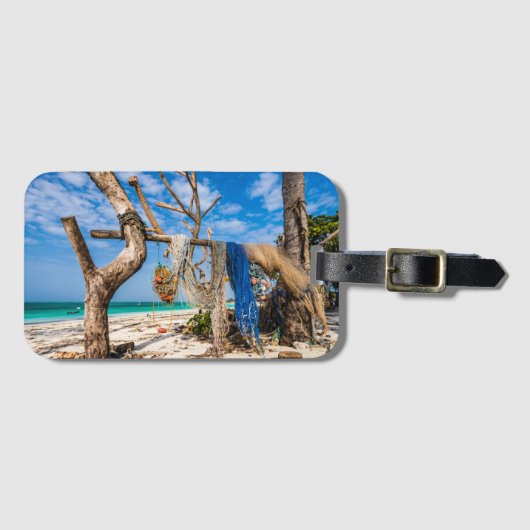 Trocknen der Netze am Strand Gepäckanhänger (Vorderseite (Horizontal))