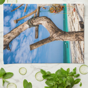 Trocknen der Netze am Strand Geschirrtuch