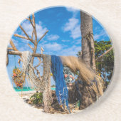 Trocknen der Netze am Strand Getränkeuntersetzer (Vorne)