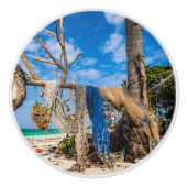 Trocknen der Netze am Strand Keramikknauf (Vorderseite)