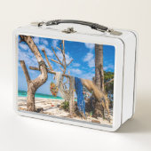 Trocknen der Netze am Strand Metall Brotdose (Vorderseite)