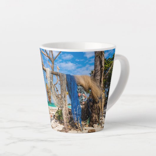 Trocknen der Netze am Strand Milchtasse (Rechte Ecke)