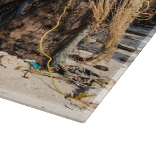 Trocknen der Netze am Strand Schneidebrett (Ecke)