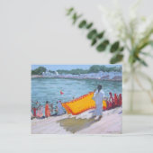 Trocknender Sari Pushkar Postkarte (Stehend Vorderseite)