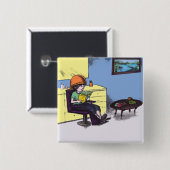 Trocknendes Haar in einem Schönheits-Salon Button (Vorne & Hinten)