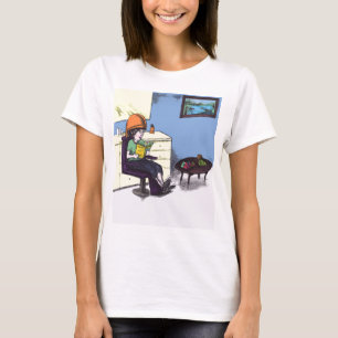 Trocknendes Haar in einem Schönheits-Salon T-Shirt