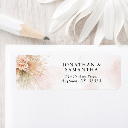 Trocknete Palmbranchen Blush-Rücksendeadresse (Insitu)