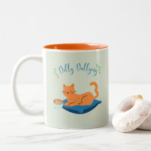 Trödelnde Orange Katze Zweifarbige Tasse