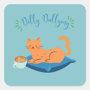 Trödelnder Orange Katze Quadratischer Aufkleber