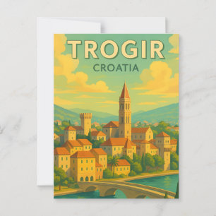 Trogir Croatia Vintage Travel Poster Postkarte