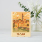 Trogir Croatia Vintage Travel Poster Postkarte (Stehend Vorderseite)