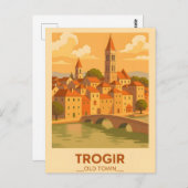 Trogir Croatia Vintage Travel Poster Postkarte (Vorne/Hinten)
