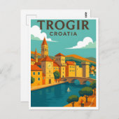 Trogir Croatia Vintage Travel Poster Postkarte (Vorne/Hinten)