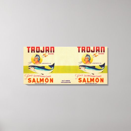 trojan Brand Lachs Label - weiß Leinwanddruck (Vorderseite)