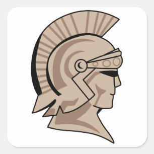 Trojaner oder Spartan Mascot Quadratischer Aufkleber