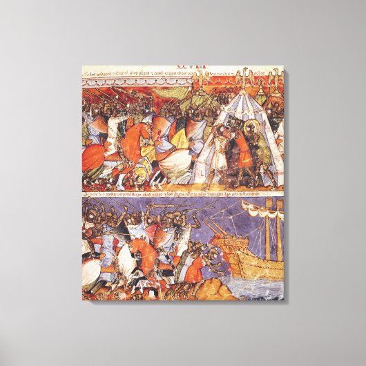 Trojaner überfallen griechisches Lager Leinwanddruck (Vorderseite)