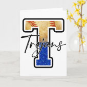 Trojans Baseball-Team Maskottchen Stolz Schulgeist Karte (Gelbe Blume)