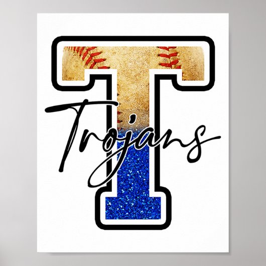 Trojans Baseball-Team Maskottchen Stolz Schulgeist Poster (Vorne)