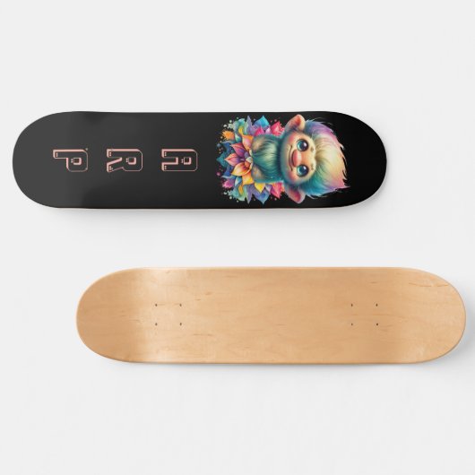 *~* Troll AP89 Hippie Neon Black Initials Blume Skateboard (Horizontal)