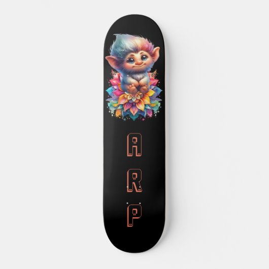 *~* Troll AP89 Hippie Neon Whimsical Initial Niedl Skateboard (Vorderseite)
