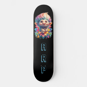 *~* Troll AP89 Neon Black Initials Fun Blume Skateboard