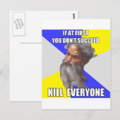 Troll Gott tötet Postkarte (Vorne/Hinten)