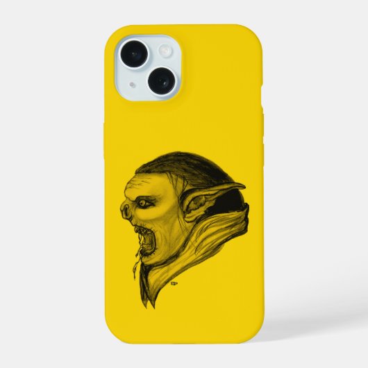 Troll in Schwarz-Gelb-Design iPhone 15 Hülle (Rückseite)