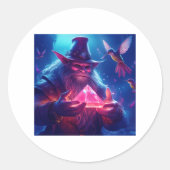 Troll mit glänzender Pyramide und Hummingvögeln Runder Aufkleber (Vorderseite)
