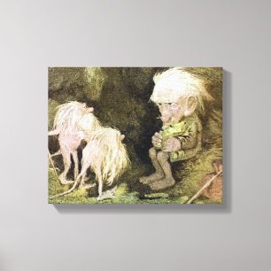 Troll mit seinem Begleiter Frosch Leinwanddruck