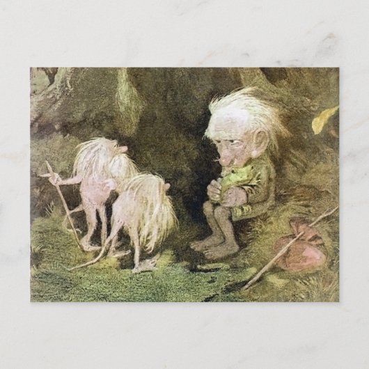 Troll mit seinem Begleiter Frosch Postkarte (Vorderseite)