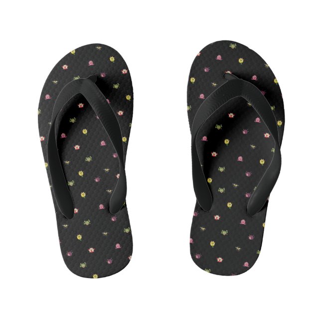 Troll-Muster schwarz Kinderbadesandalen (Fußbett)