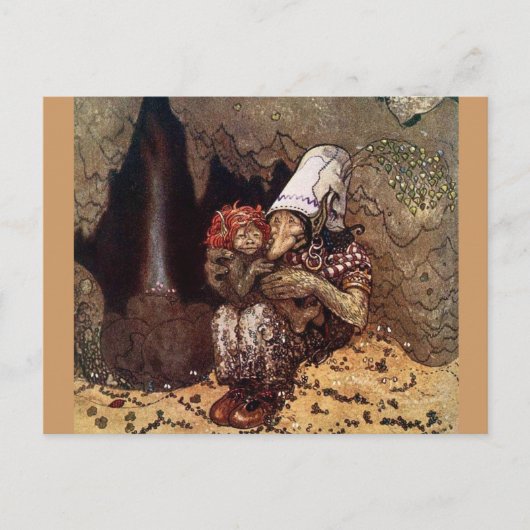 Troll Mutter neben dem Campfeuer Postkarte (Vorderseite)
