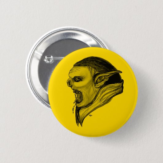 Troll schwarz gelb design button (Vorne & Hinten)