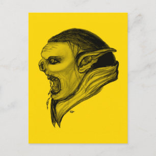 Troll schwarz gelb design postkarte