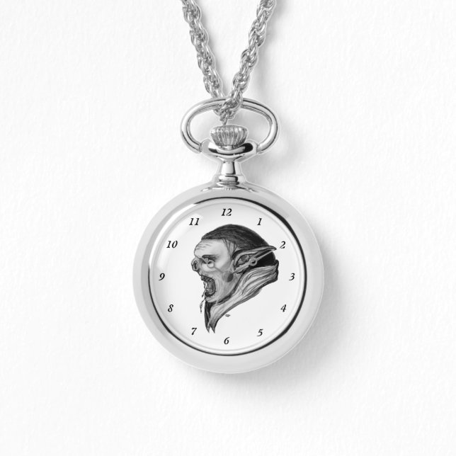 Troll Schwarz-Weiß-Design Armbanduhr (Vorderseite)