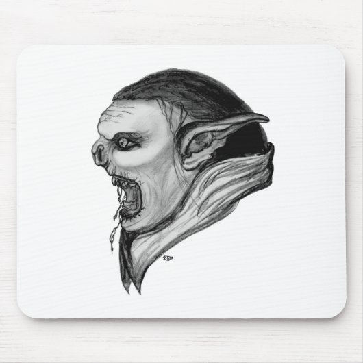 Troll Schwarzweiß-Design Mousepad (Vorne)