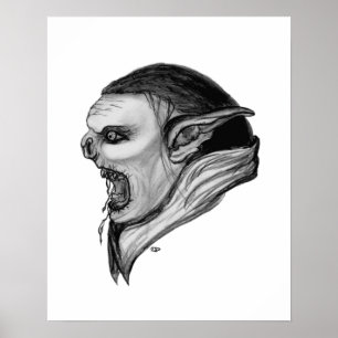 Troll Schwarzweiß-Design Poster