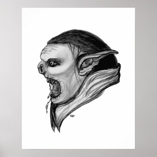 Troll Schwarzweiß-Design Poster (Vorne)