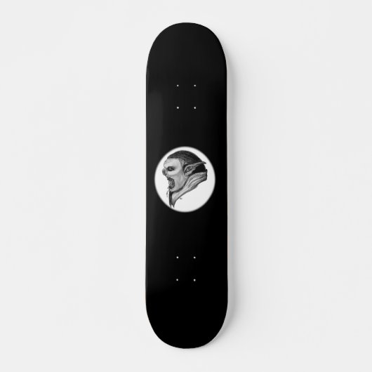 Troll Schwarzweiß-Design Skateboard (Vorne)
