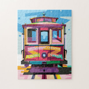 Trolley in San Francisco - CA Colorful Pop Puzzle