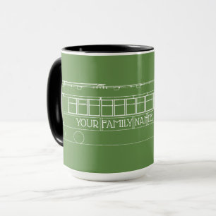 TROLLEY TRAIN STREETCAR white +YOUR FAMILY NAME Tasse