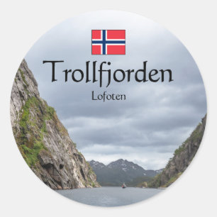 Trollfjord Lofoten Runder Aufkleber