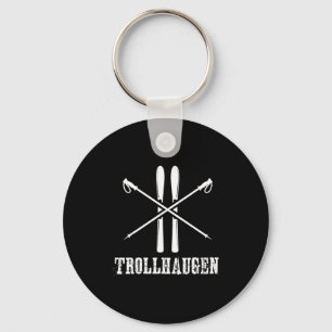Trollhaugen Wisconsin Skifahrer Skifahren rustikal Schlüsselanhänger