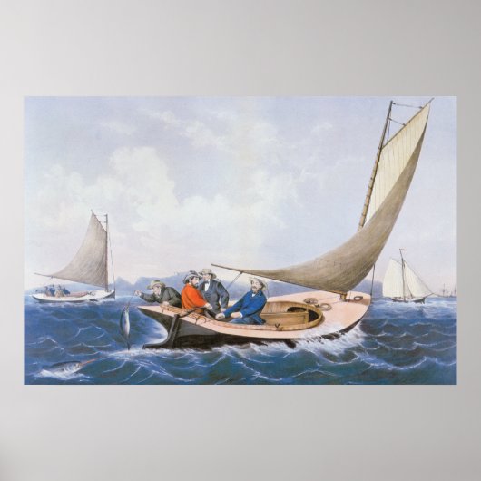 Trolling for blue fish off the coast of Maine Poster (Vorne)