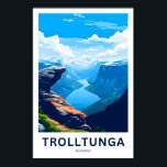 Trolltunga Norwegen Travel Print Poster<br><div class="desc">Schöner,  moderner Print feiert Trolltunga Norwegen.</div>