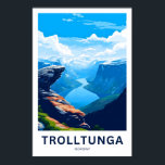 Trolltunga Norwegen Travel Print Poster<br><div class="desc">Schöner,  moderner Print feiert Trolltunga Norwegen.</div>