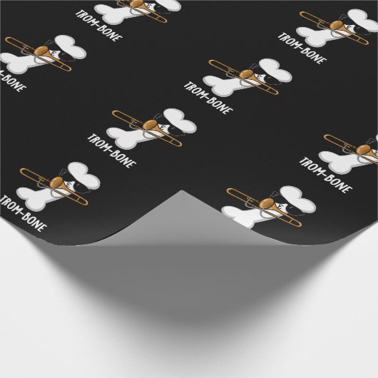 Trom-bone Funny Music Trombone Pun Dark BG Geschenkpapier (Ecke)