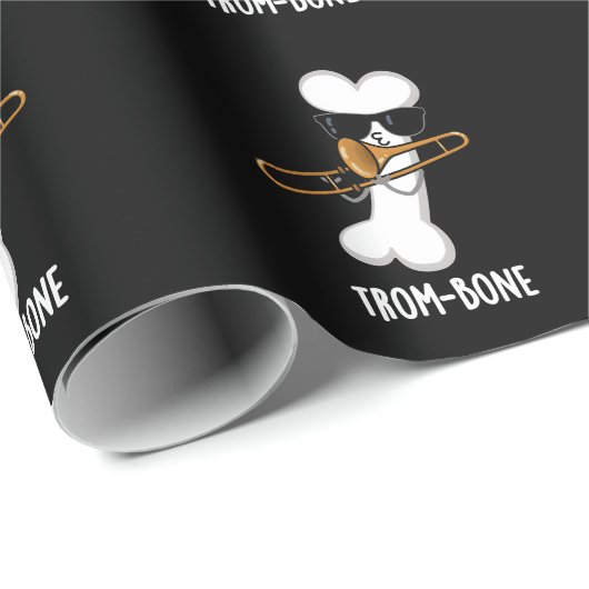 Trom-bone Funny Music Trombone Pun Dark BG Geschenkpapier (Rolleneckpunkt)